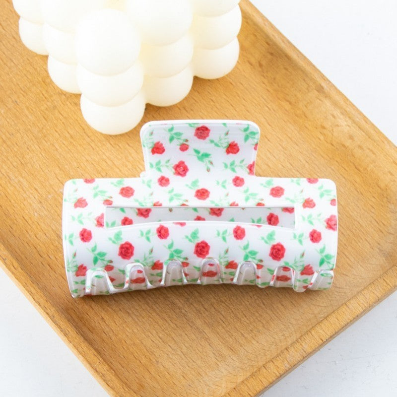JUMBO DITSY ROSE RECTANGLE HAIR CLAW CLIPS | 40H898