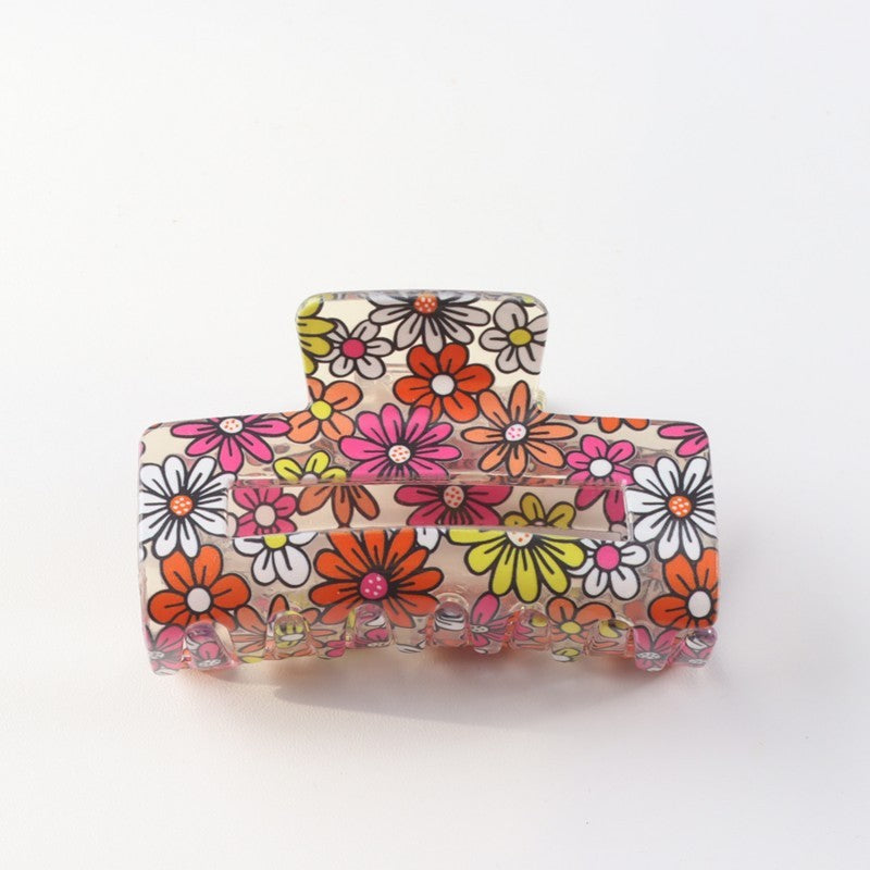 JUMBO FLORAL SUNFLOWER RECTANGLE HAIR CLAW CLIPS | 40H899