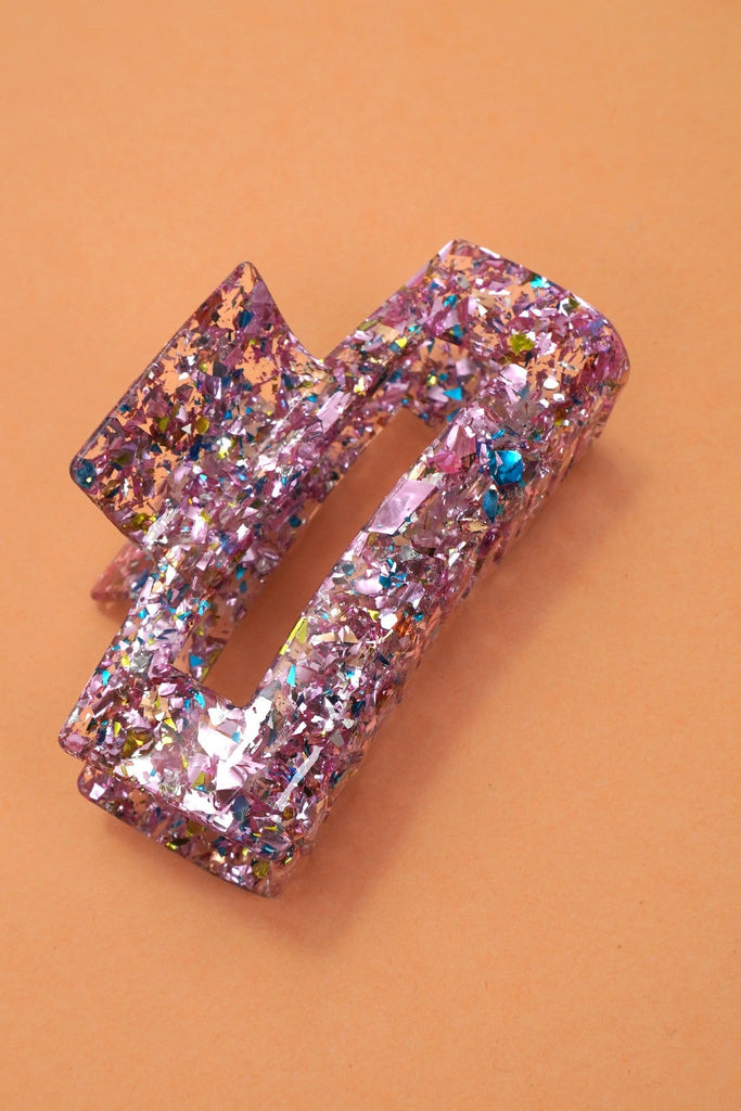 LARGE TRENDY GLITTER RECTANGLE HAIR CLAW CLIPS | 40H901
