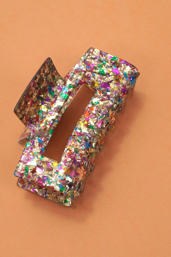 LARGE TRENDY GLITTER RECTANGLE HAIR CLAW CLIPS | 40H901