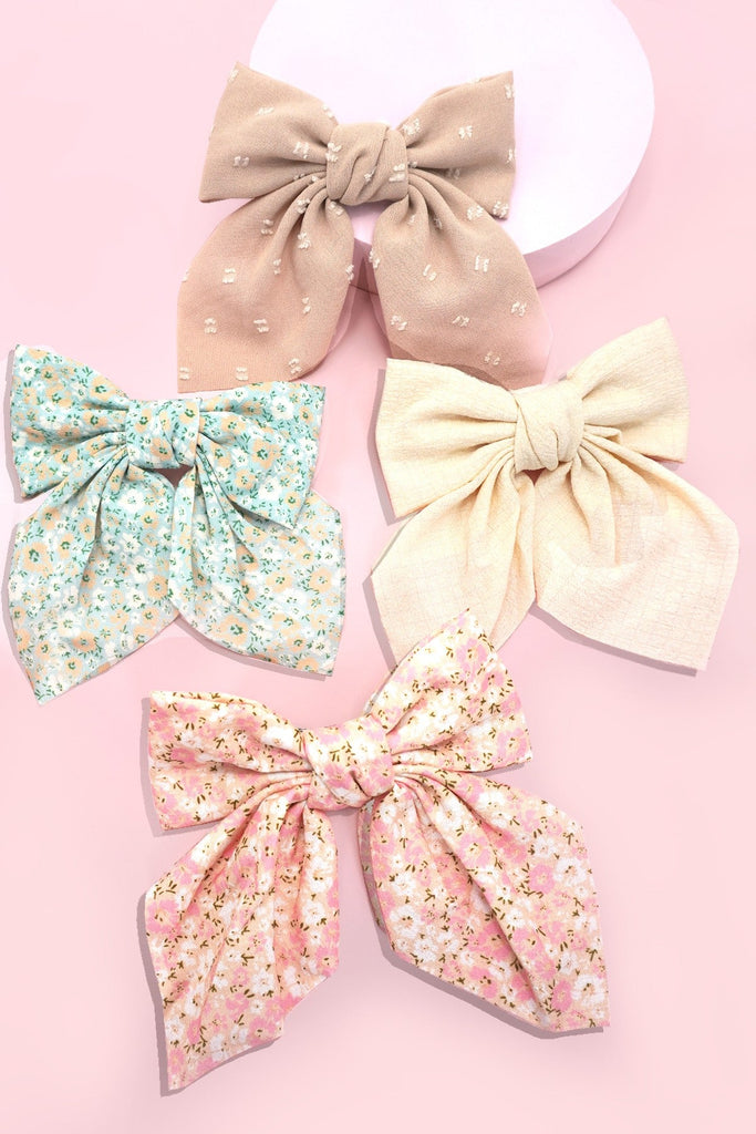 PRETTY DITSY ORGANZA BOW RIBBON HAIR CLIPS | 40H902