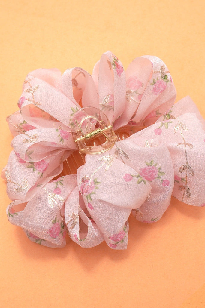 LARGE FLORAL DITSY SHEER BOW HAIR CLAW CLIPS | 40H905