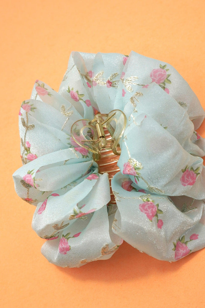 LARGE FLORAL DITSY SHEER BOW HAIR CLAW CLIPS | 40H905