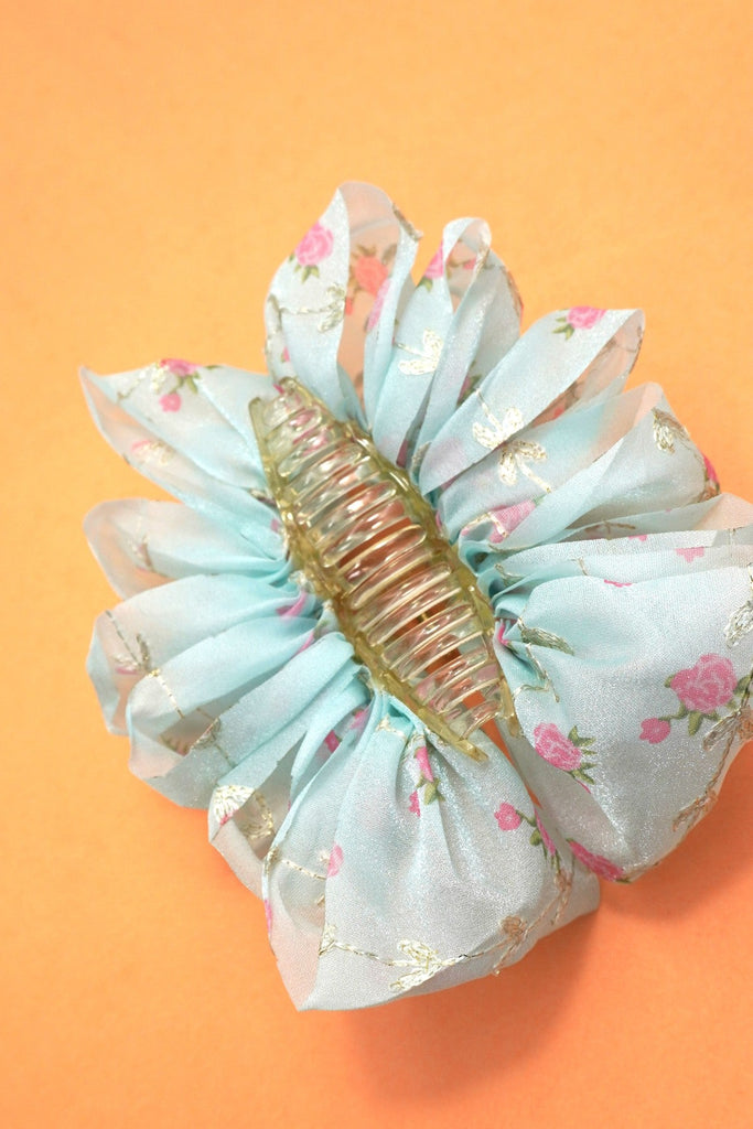 LARGE FLORAL DITSY SHEER BOW HAIR CLAW CLIPS | 40H905