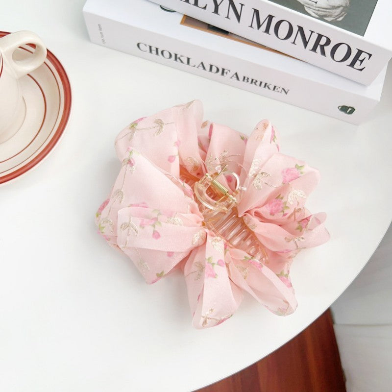 LARGE FLORAL DITSY SHEER BOW HAIR CLAW CLIPS | 40H905