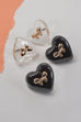 ACRYLIC HEART GOLD BOW STUD EARRINGS | 80E6490