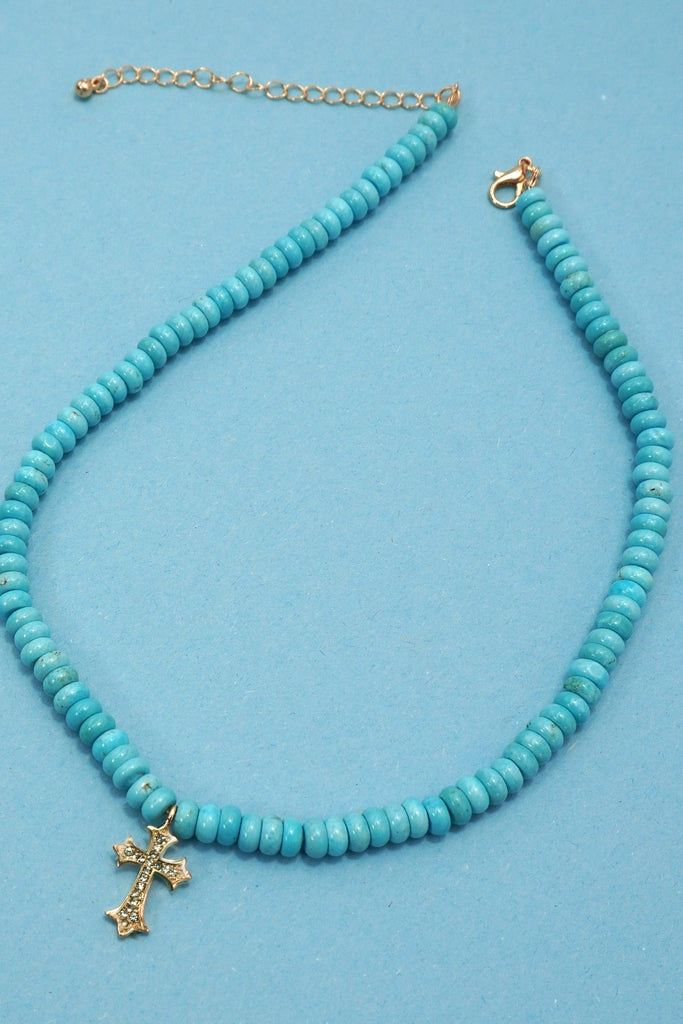 NATURAL SEMI PRECIOUS STONE BEADED CHARM NECKLACE | 80N91561