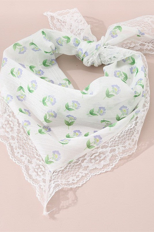 LACE FLORAL BANDANA HAIR SCARF HAIR BAND | 40H910