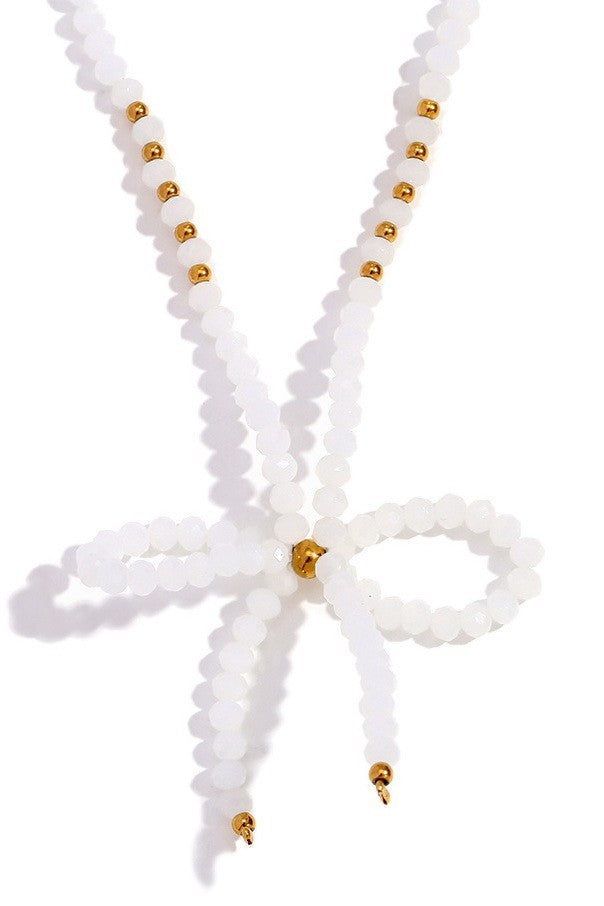 GLASS CRYSTAL BEADED BOW NECKLACE | 40NK9441