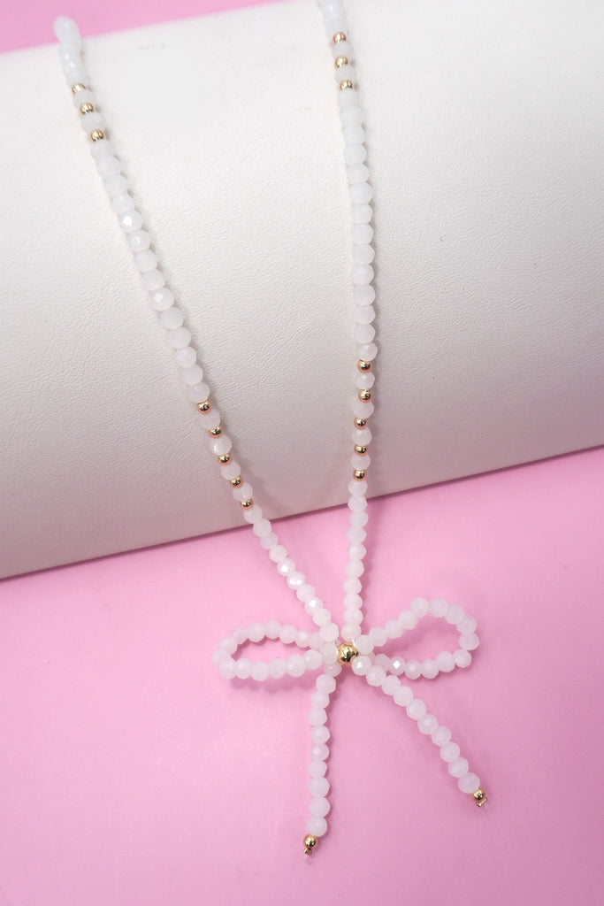GLASS CRYSTAL BEADED BOW NECKLACE | 40NK9441