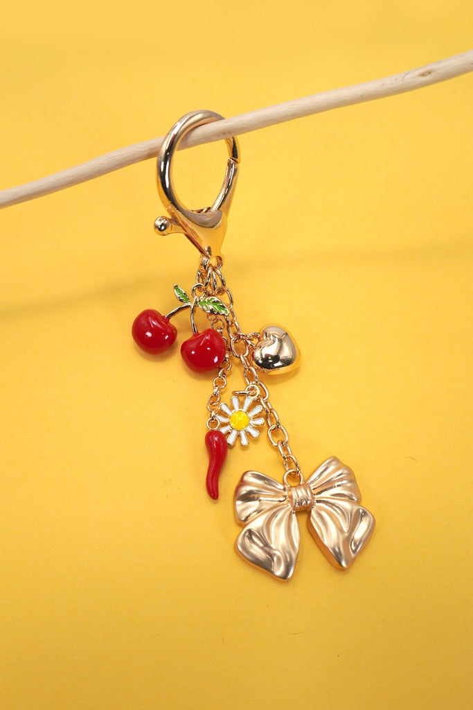 BAG CHARM- CHERRY RED PEPPER BOW CHARMS | 80K027