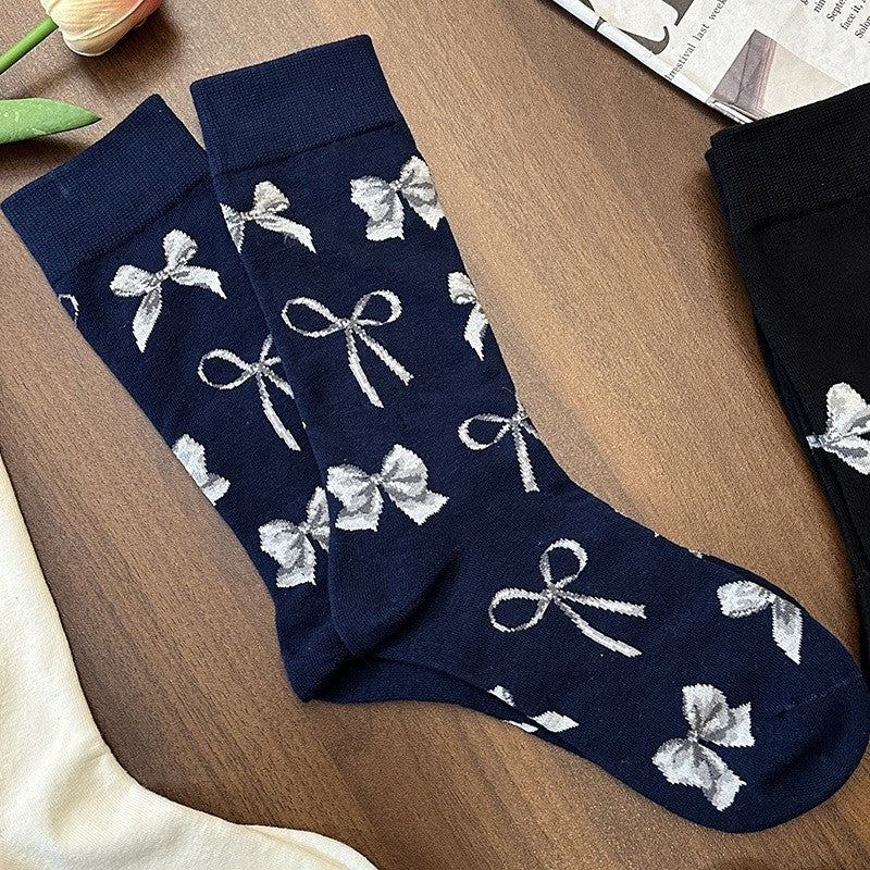 BOW MID CALF LENGTH SOCKS | 40S02062