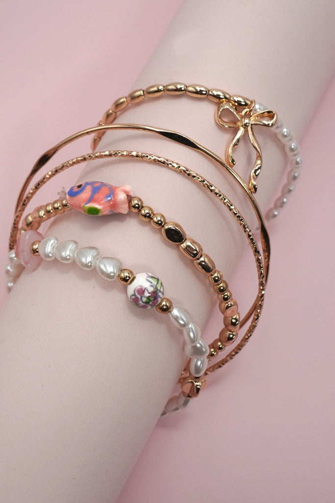 PORCELAIN TOILE PATTERN MULTI LAYER BRACELET | 80B1362