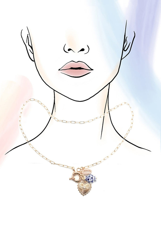 PORCELAIN TOILE FISH PUKA MULTI CHARM NECKLACE | 80N91647