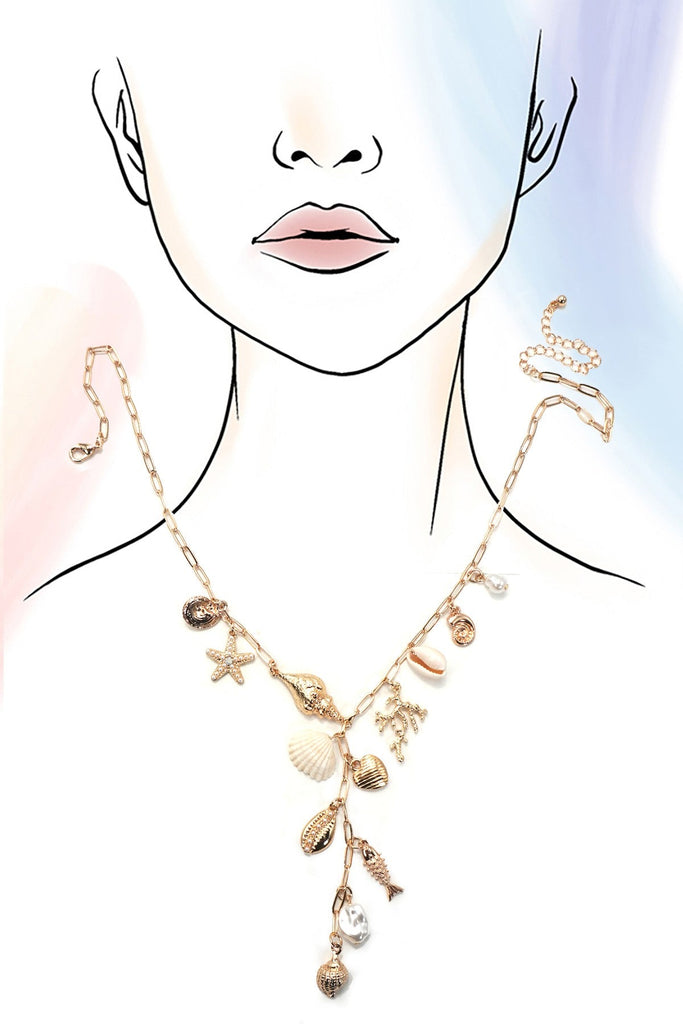 SEA LIFE CHARM FISH PUKA SEASHELL Y NECKLACE | 80N91679