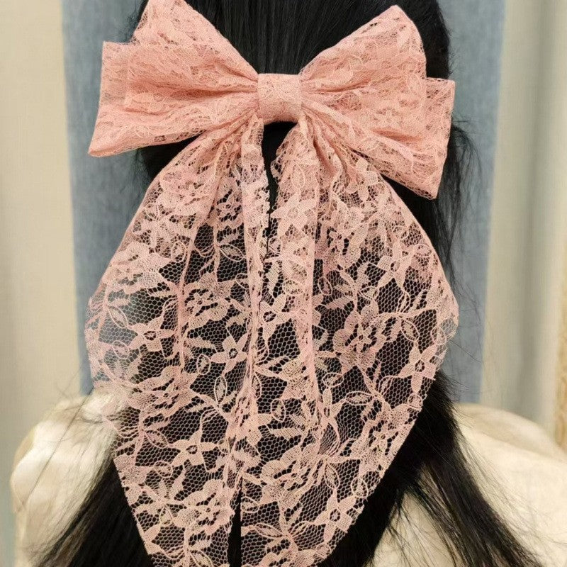 PRETTY ORGANZA LACE BOW RIBBON HAIR CLIPS | 40H922