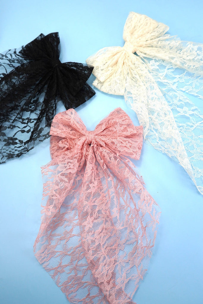 PRETTY ORGANZA LACE BOW RIBBON HAIR CLIPS | 40H922