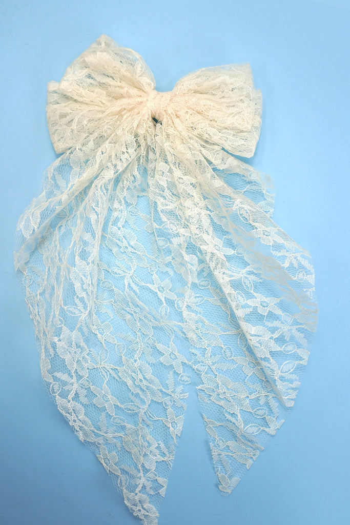 PRETTY ORGANZA LACE BOW RIBBON HAIR CLIPS | 40H922