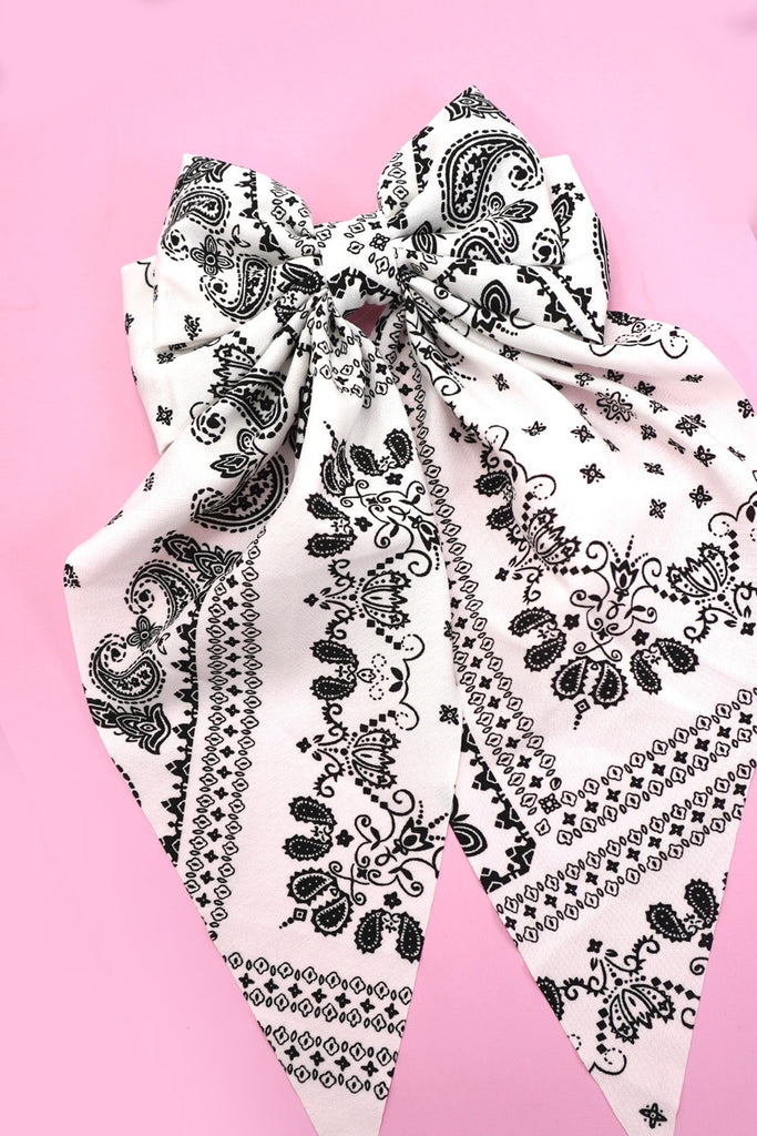 PAISLEY BOHO VINTAGE BOW RIBBON HAIR CLIPS | 40H924