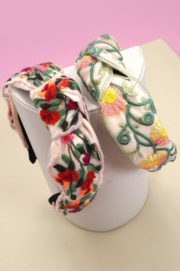 COLORFUL FLORAL EMBROIDERY HAIR BAND HEADBAND | 40HB170