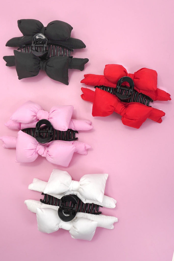 LARGE TRENDING PUFFY BOW RIBBON HAIR CLAW CLIPS | 40H927