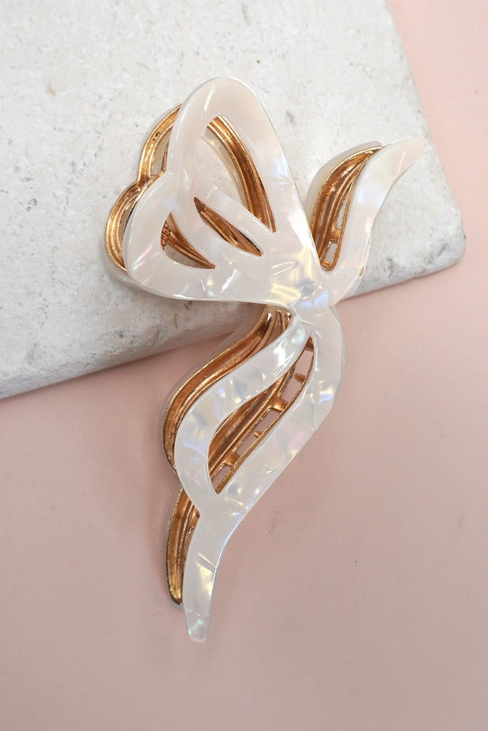 PREMIUM PVC TOILE PATTERN BOW HAIR CLAW CLIPS | 40H928