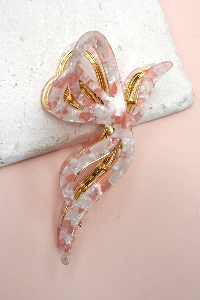 PREMIUM PVC TOILE PATTERN BOW HAIR CLAW CLIPS | 40H928