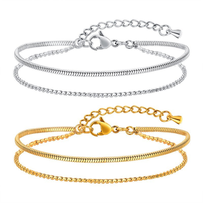 18K STAINLESS STEEL TARNISH FREE LAYERED BRACELET |  40B5145