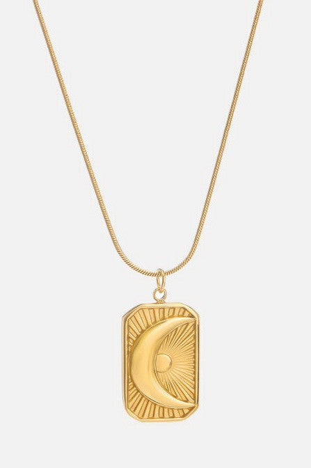 18K STAINLESS STEEL TARNISH FREE MOON NECKLACE | 40NK9446