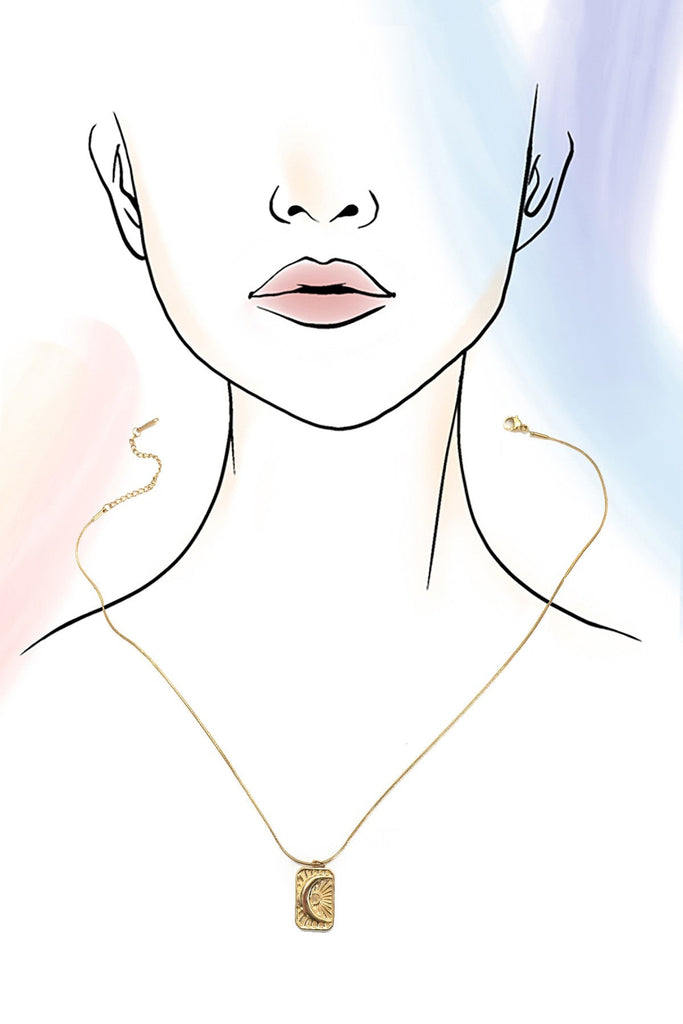 18K STAINLESS STEEL TARNISH FREE MOON NECKLACE | 40NK9446