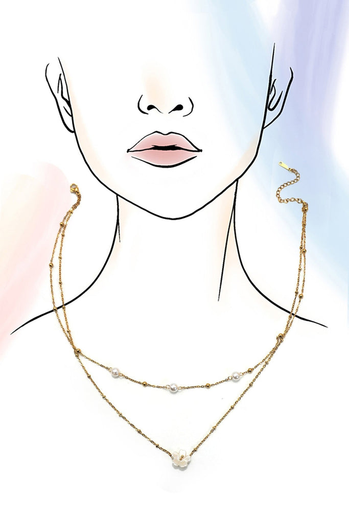 18K STAINLESS STEEL TARNISH FREE LAYERED NECKLACE | 40NK9450