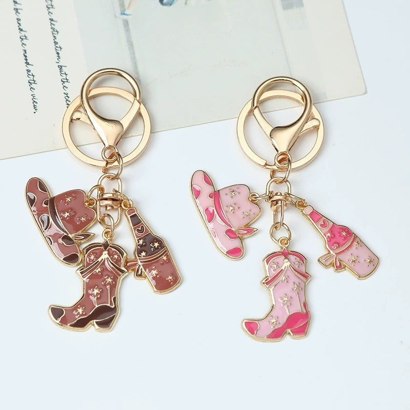 WESTERN BOOT HAT WINE BAG CHARM KEYCHAIN | 40KC156