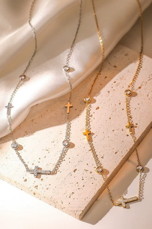 18K STAINLESS STEEL TARNISH FREE CROSS NECKLACE | 40NK9453