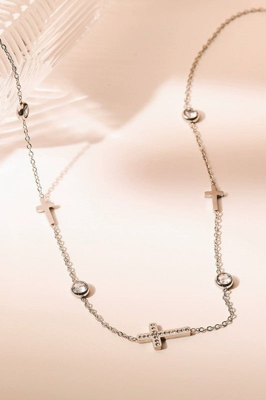 18K STAINLESS STEEL TARNISH FREE CROSS NECKLACE | 40NK9453