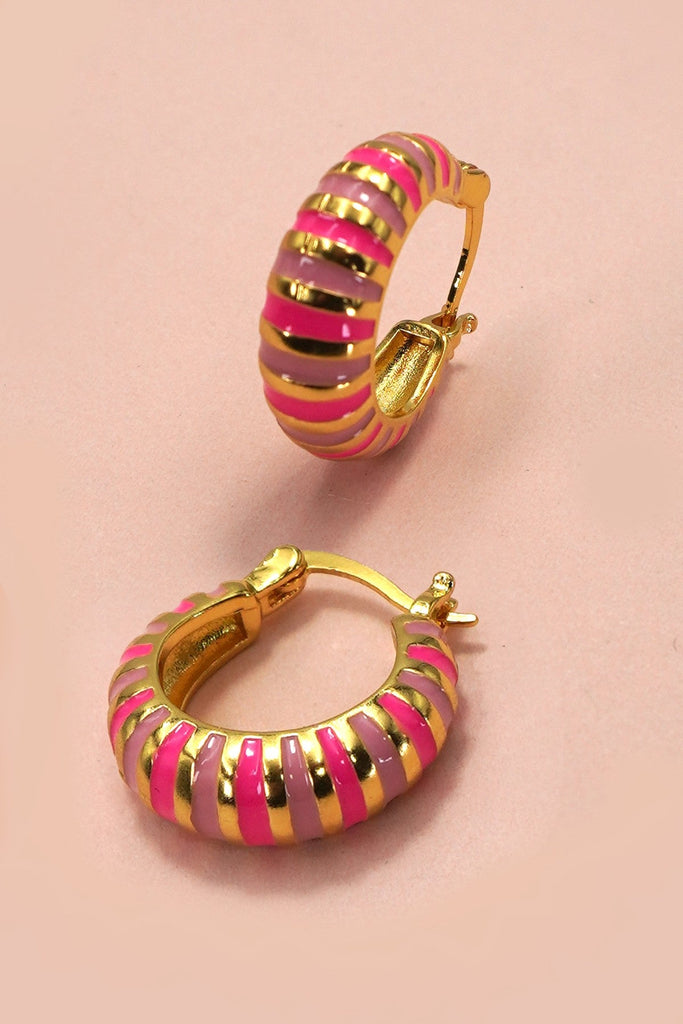 COLORFUL ENAMEL HUGGIE HOOP EARRINGS | 40E360