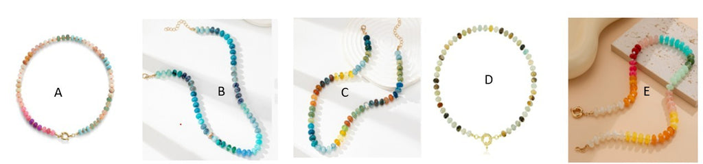 NATURAL STONE CHARM SPRING CLASP BEADED NECKLACE | 40NK9467