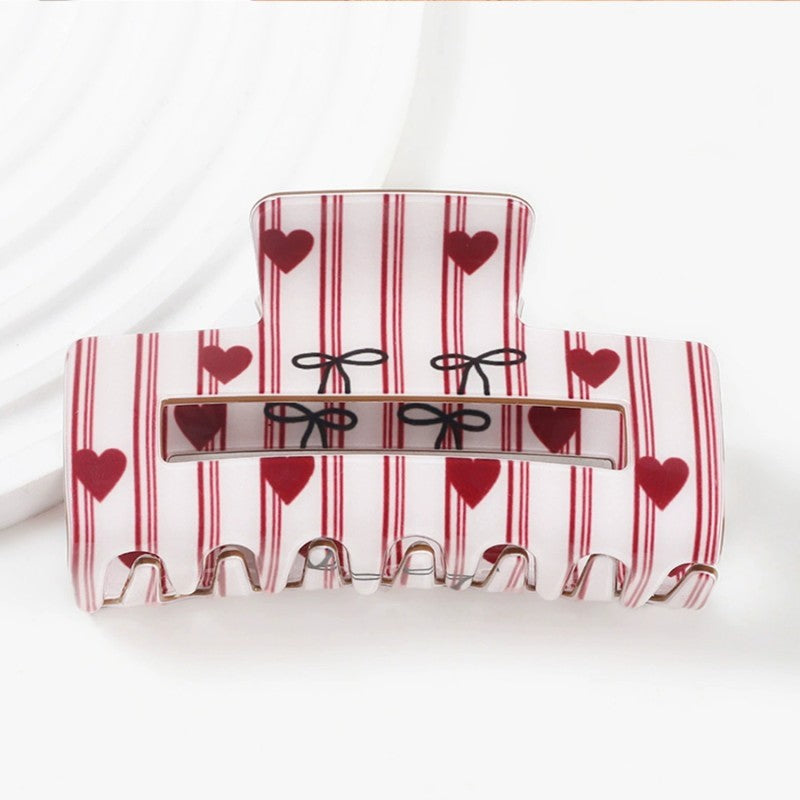 JUMBO BOW HEART RECTANGLE HAIR CLAW CLIPS | 40H935