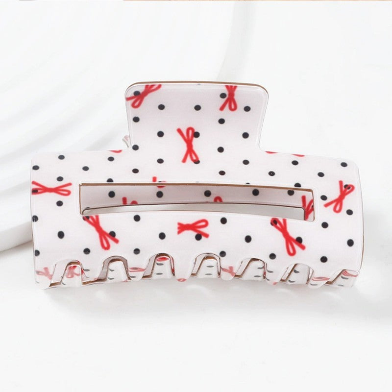 JUMBO BOW HEART RECTANGLE HAIR CLAW CLIPS | 40H935