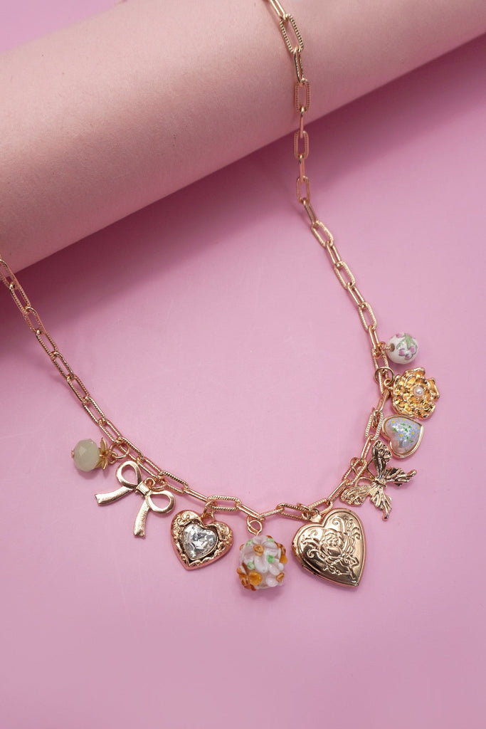 CHARM NECKLACE-HEART LOCKET BUTTERFLY BOW FLOWER | 80N91736