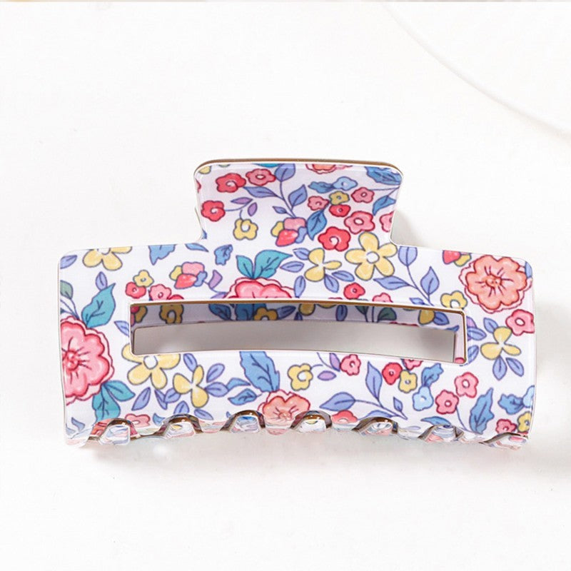 JUMBO FLORAL RECTANGLE HAIR CLAW CLIPS | 40H936