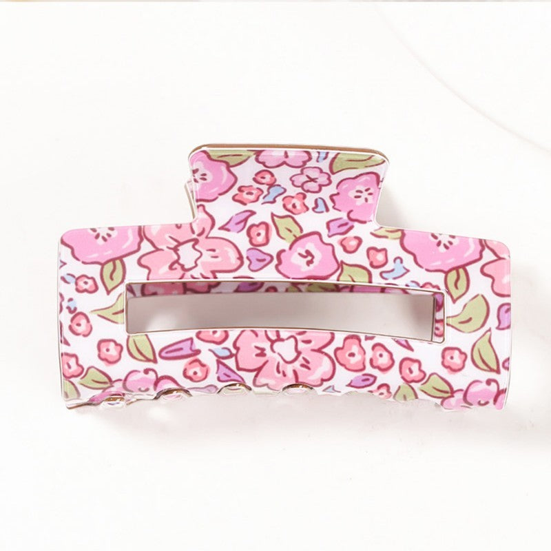 JUMBO FLORAL RECTANGLE HAIR CLAW CLIPS | 40H936