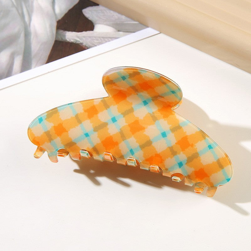LARGE CHECKER OVAL HAIR CLAW CLIPS | 40H937