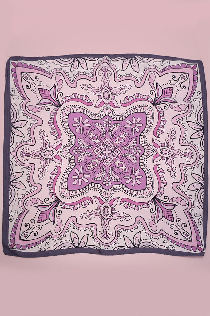 TRADITIONAL AZTEC PRINT SILKY FEEL BANDANA SCARF | 40SC642