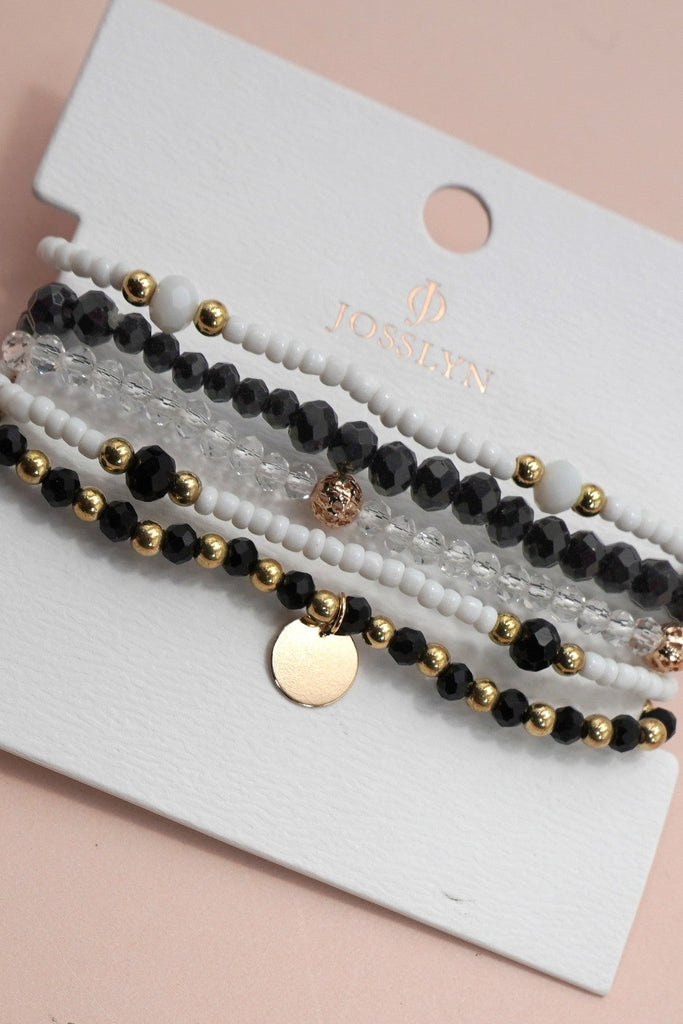MULTILAYER BEADED CHAIN DISC CHARM BRACELET | 40B5160