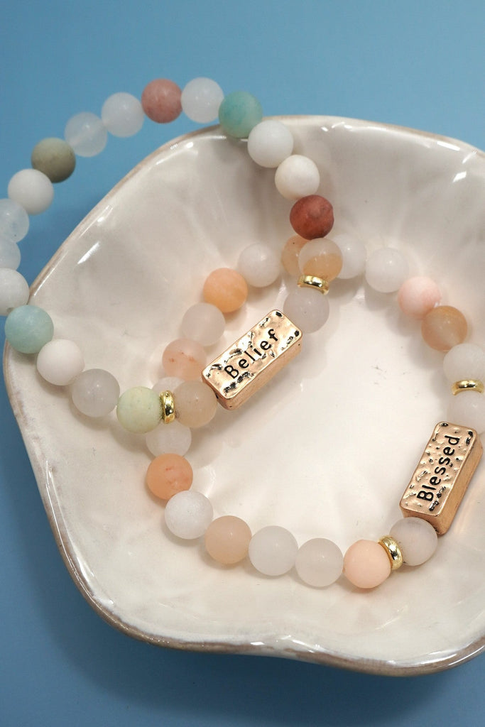 NATURAL STONE BELIEF BLESSED PERSONALIZED BRACELET | 40B5161