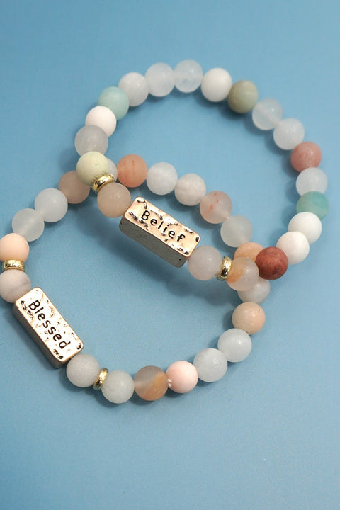 NATURAL STONE BELIEF BLESSED PERSONALIZED BRACELET | 40B5161