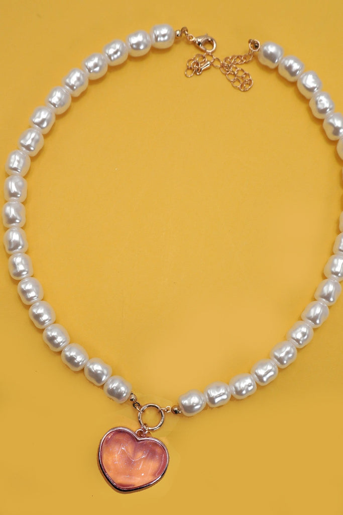 HEART PENDANT PEARL CHAIN NECKLACE | 80N91743