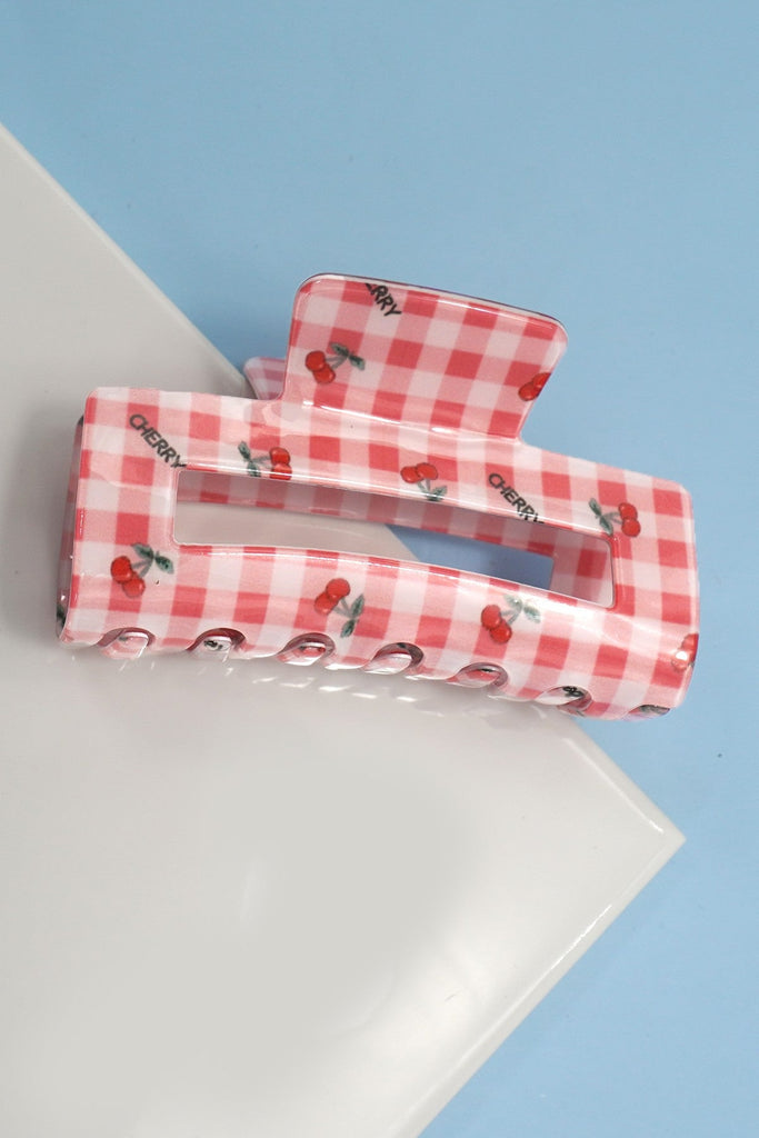 CHECKER CHERRY HAIR CLAW CLIPS | 40H943