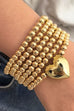 BALL CHAIN BEAD HEART STRETCHABLE BRACELET | 40B5162