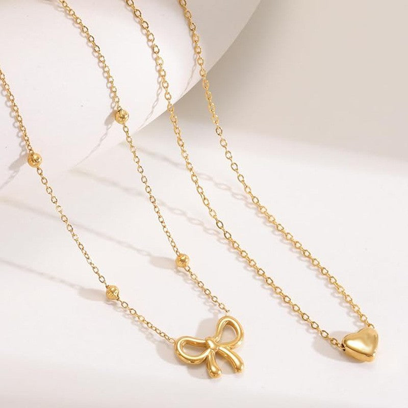 18K STAINLESS STEEL TARNISH FREE BOW NECKLACE | 40NK9500